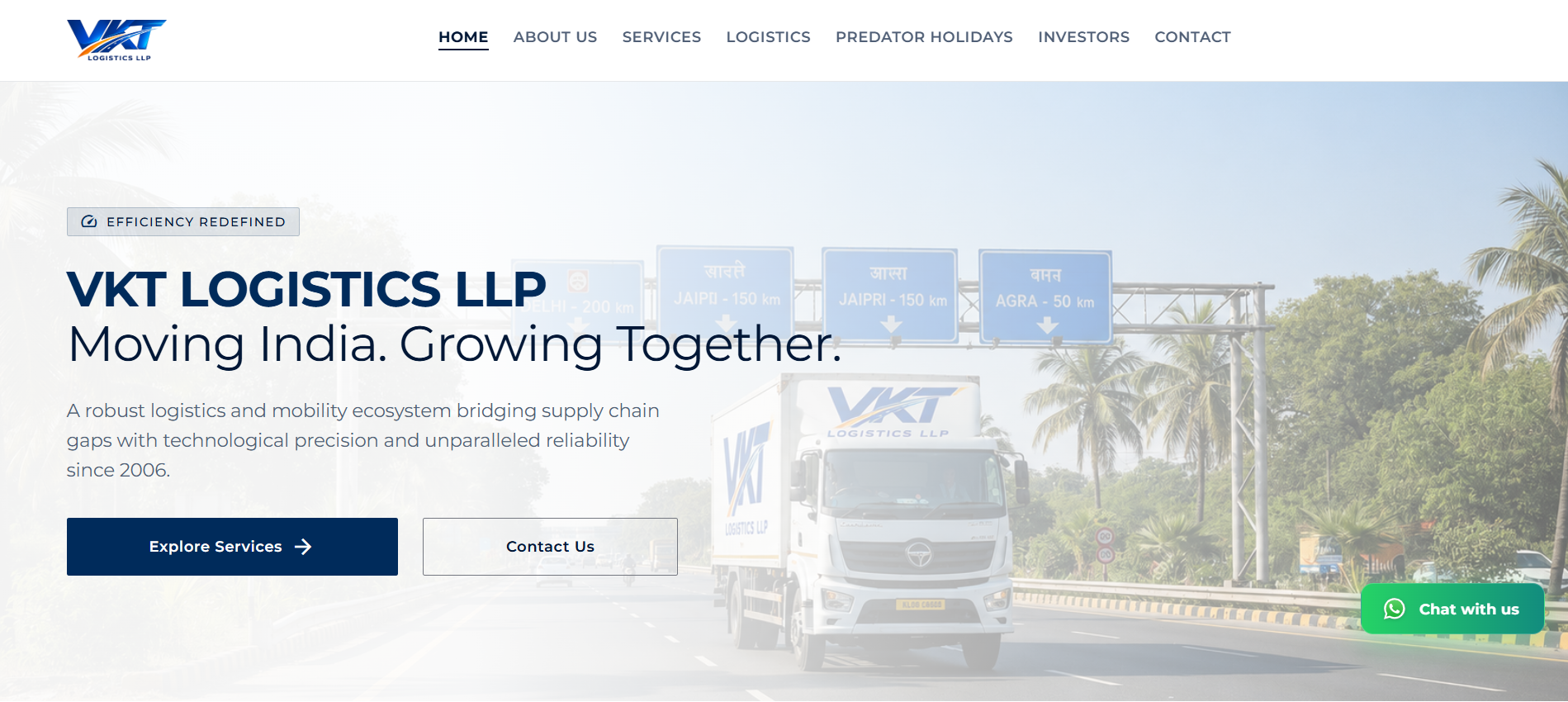 VKT Logistics website mockup
